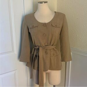 New York & Company Tan Buttoned Blazer
